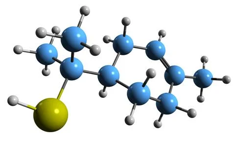 3D image of mententhiol skeletal formula Stock Illustration