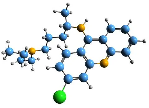 3D image of Mepacrine skeletal formula Stock Illustration