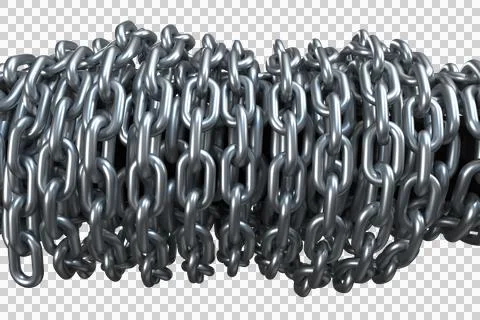 3d image of metallic chains connected Stock Photos