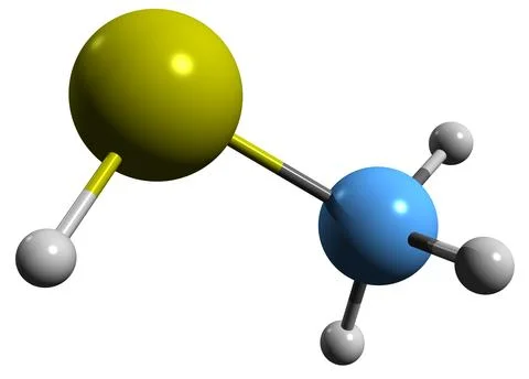 3D image of Methanethiol skeletal formula Ilustración de archivo
