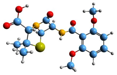 3D image of Methicillin skeletal formula イラスト素材