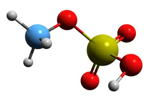 3D image of Methyl bisulfate skeletal formula Ilustración de archivo