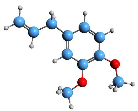 3D image of Methyl eugenol skeletal formula イラスト素材