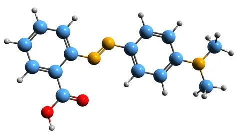 3D image of Methyl red skeletal formula Stock Illustration