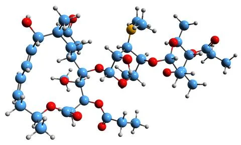 3D image of Midecamycin skeletal formula Stock Illustration