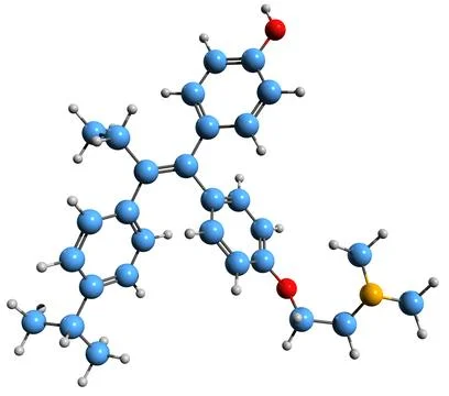 3D image of Miproxifene skeletal formula Illustrazione stock