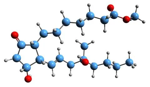 3D image of Misoprostol skeletal formula Stock Illustration