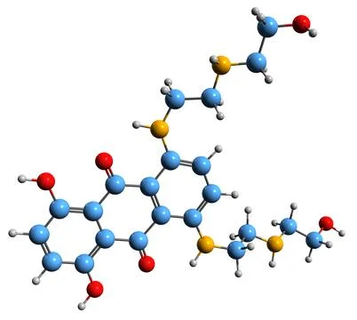 3D image of Mitoxantrone skeletal formula Stock Illustration