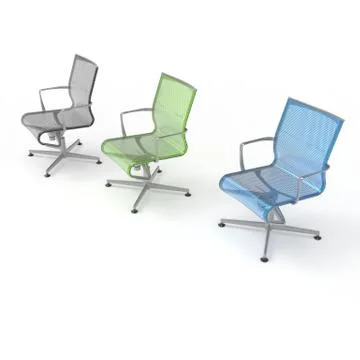 3d image of a mobile chair made of perforated metal Stock Illustration