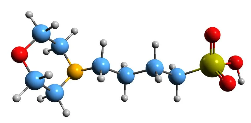 3D image of MOBS skeletal formula Stock Illustration