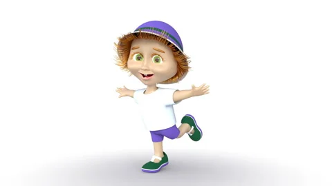 3d image of a model of a boy who runs and is happy Stock Footage 281790926