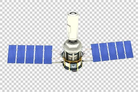 3d image of modern solar satellite Illustrazione stock