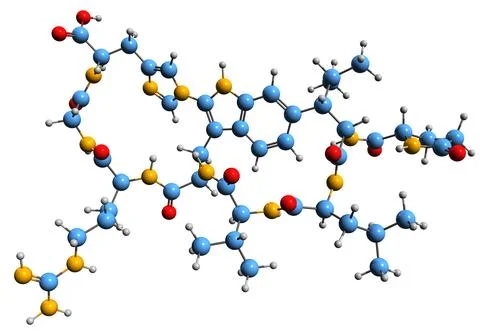 3D image of Moroidin skeletal formula Stock Illustration
