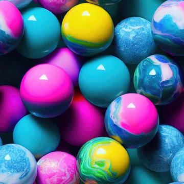 3D-image of multicolored marble balls close-up, seamless pattern Stock Illustration