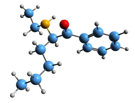 3D image of N-Ethylhexedrone skeletal formula Stock Illustration