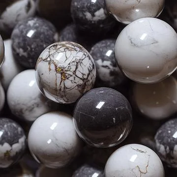 3D-image of natural colored marble balls, seamless pattern Stock Illustration