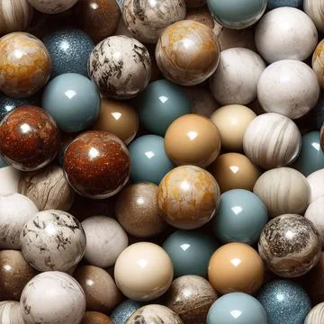 3D-image of natural colored marble balls, seamless pattern Illustrazione stock