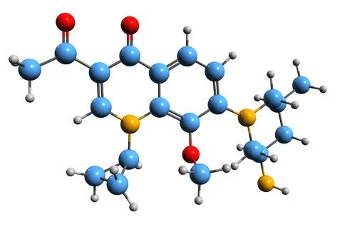 3D image of Nemonoxacin skeletal formula イラスト素材