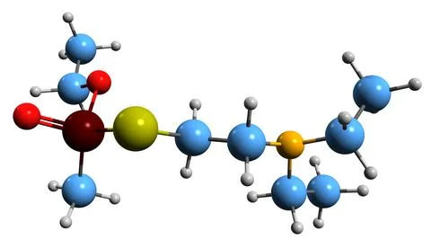 3D image of nerve agent VM skeletal formula Stock Illustration
