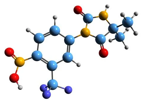 3D image of Nilutamide skeletal formula Illustrazione stock