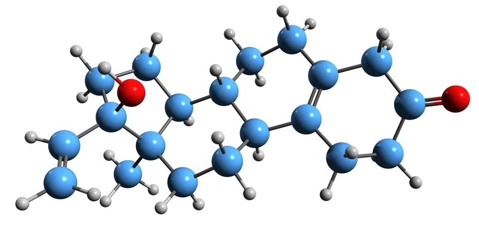 3D image of Norgesterone skeletal formula Illustrazione stock
