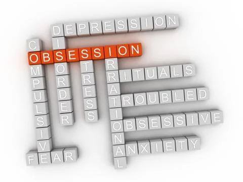 3d image Obsession word cloud concept Stock Illustration