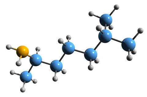 3D image of Octodrine skeletal formula Stock Illustration