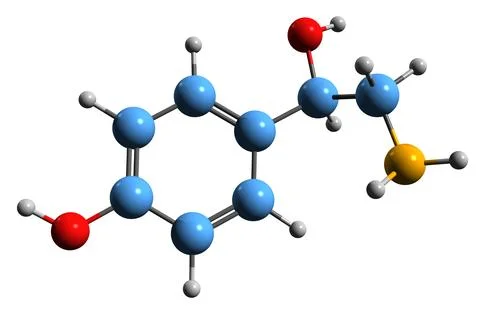 3D image of Octopamine skeletal formula イラスト素材