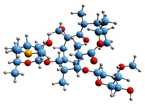 3D image of Oleandomycin skeletal formula イラスト素材