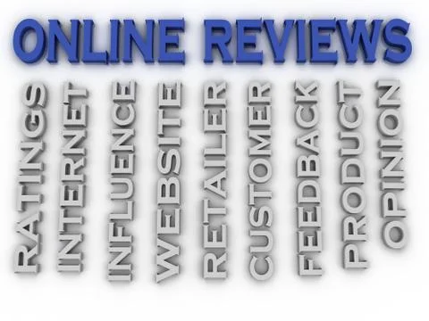 3d image Online reviews issues concept word cloud background 스톡 일러스트