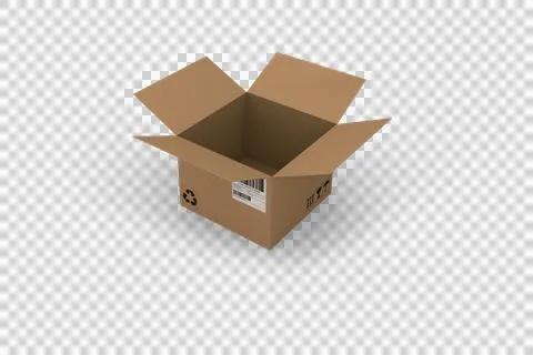 3D image of open brown cardboard box Stock Photos