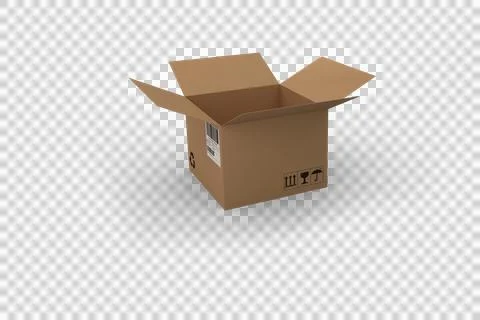 3D image of open courier box Stock Photos