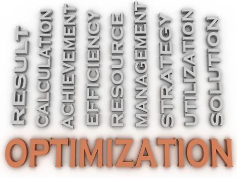 3d image Optimization issues concept word cloud background Stock Illustration