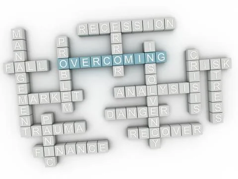 3d image Overcoming word cloud concept Illustrazione stock