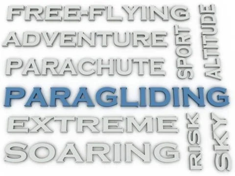 3d image Paragliding  issues concept word cloud background Stock Illustration