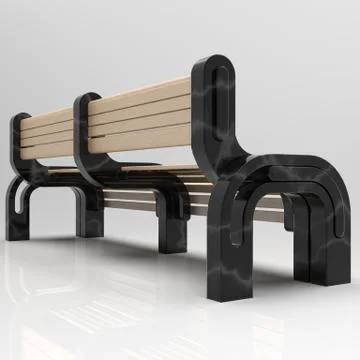 3d image of park bench Anthony. Isometric view 4. Stock Illustration