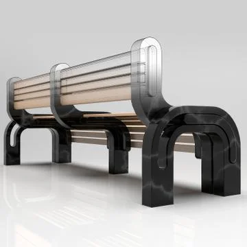 3d image of park bench Anthony. Isometric view 1. Stock Illustration