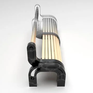 3d image of park bench Anthony. Isometric view 2. Stock Illustration