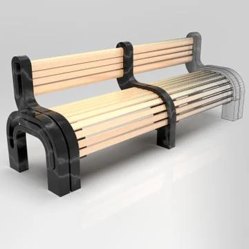 3d image of park bench Anthony. Isometric view 3. Ilustração Stock