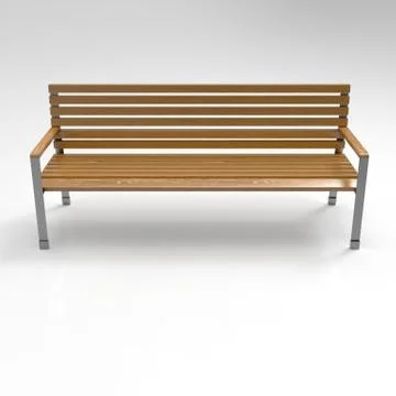 3d image of park bench classic metall and wood Ilustração Stock
