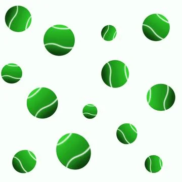 3D image, pattern on white background with green tennis balls Stock Illustration