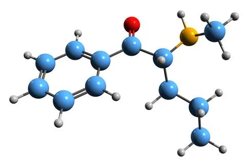 3D image of Pentedrone skeletal formula Stock Illustration