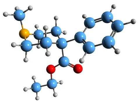 3D image of Pethidine skeletal formula Stock Illustration