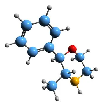 3D image of Phenmetrazine skeletal formula Stock Illustration