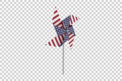 3D image of pinwheel with American flag pattern Stock Illustration
