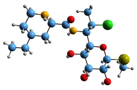 3D image of Pirlimycin skeletal formula Illustrazione stock