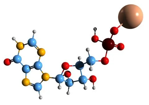 3D image of Potassium 5-inosinate skeletal formula Stock Illustration