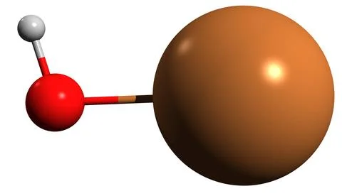 3D image of Potassium hydroxide skeletal formula Ilustración de archivo