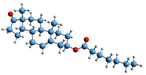3D image of Prasterone enanthate skeletal formula Illustrazione stock