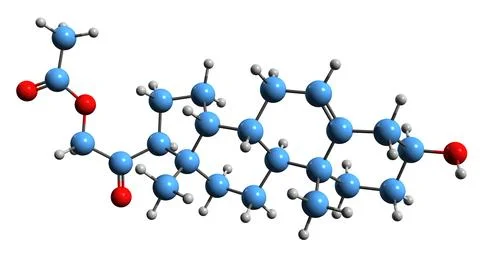 3D image of Prebediolone acetate skeletal formula Stock Illustration